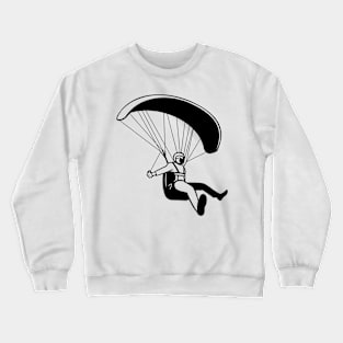 Pilot Flying Paraglider Paragliding Mascot Black and White Retro Crewneck Sweatshirt